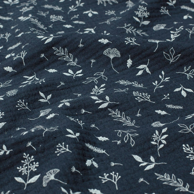 DOUBLE GAUZE FLORA, NAVY